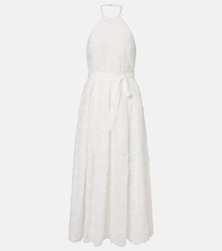 Robe midi brodée en coton mélangé - Elie Saab - Modalova