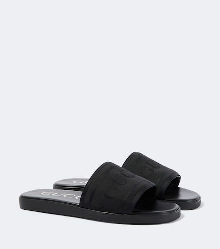 Mules en toile et cuir à logo - Gucci - Modalova