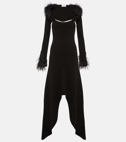 Robe midi en jersey et plumes - The Attico - Modalova