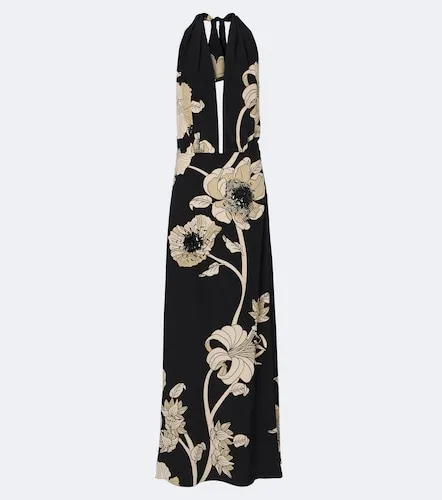 Robe longue en soie à fleurs - Johanna Ortiz - Modalova