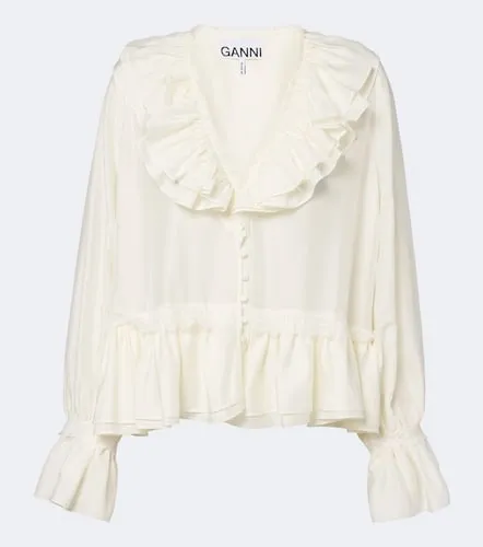 Ganni Blouse à volants et dentelle - Ganni - Modalova