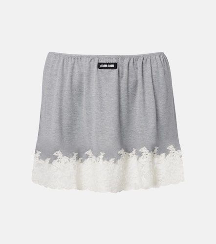 Mini-jupe en soie à dentelle - Miu Miu - Modalova