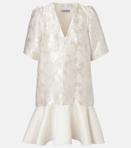Robe en cloqué de satin à fleurs - Ganni - Modalova