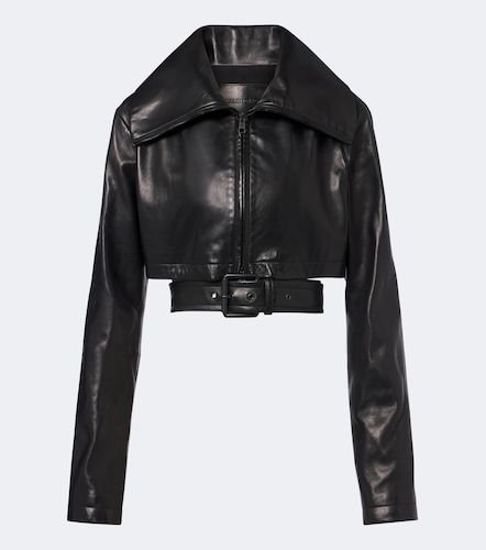 Veste courte en cuir à ceinture - Balenciaga - Modalova