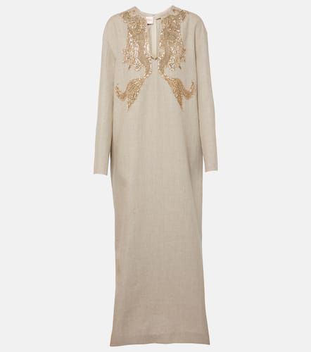 Robe longue en lin à ornements - Valentino - Modalova