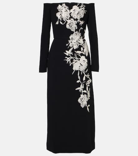 Robe midi brodée à encolure bardot - Elie Saab - Modalova