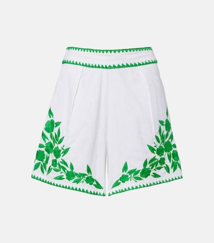 Short brodé en coton et lin - Juliet Dunn - Modalova
