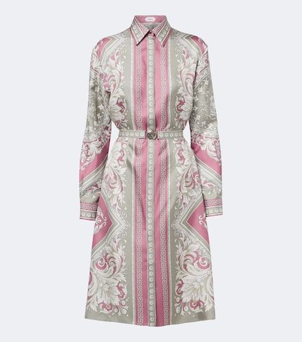 Robe chemise en soie à imprimé - Versace - Modalova