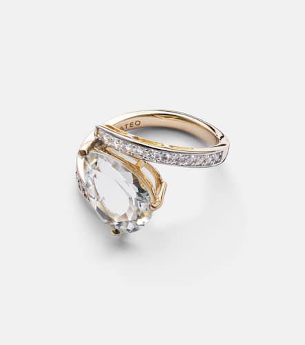 Bague Slanted en or 14 ct, topaze et diamants - Mateo - Modalova