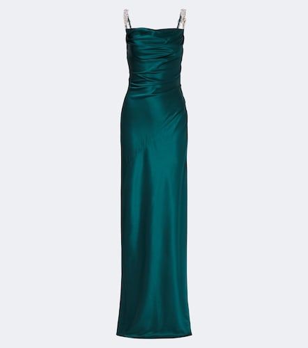 Robe longue en satin de soie à ornements - Balmain - Modalova