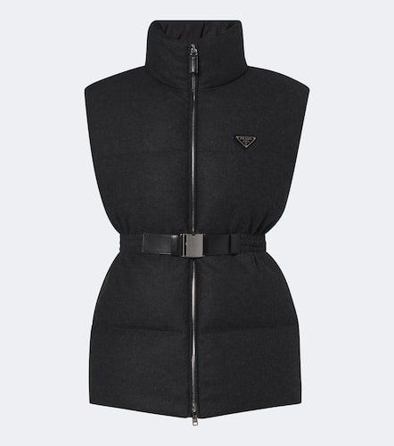 Veste doudoune sans manches en laine et cachemire - Prada - Modalova