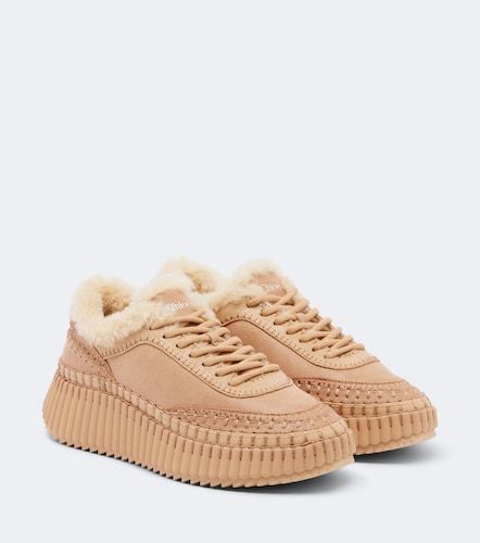 Chloé Baskets Nama compensées en daim et shearling - Chloe - Modalova