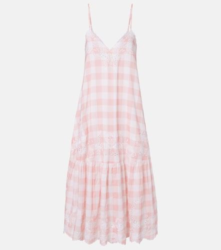 Robe midi en coton à carreaux et broderie - Juliet Dunn - Modalova