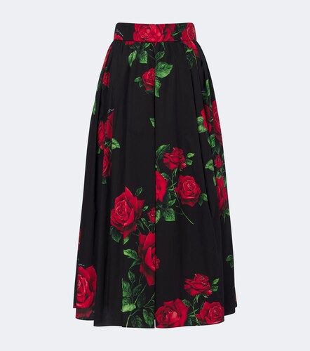 Jupe midi en popeline de coton à fleurs - Dolce&Gabbana - Modalova