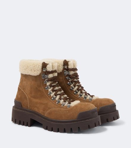 Bottines Combat Strike en daim et shearling - Balenciaga - Modalova