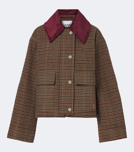 Veste à carreaux en laine mélangée - Ganni - Modalova