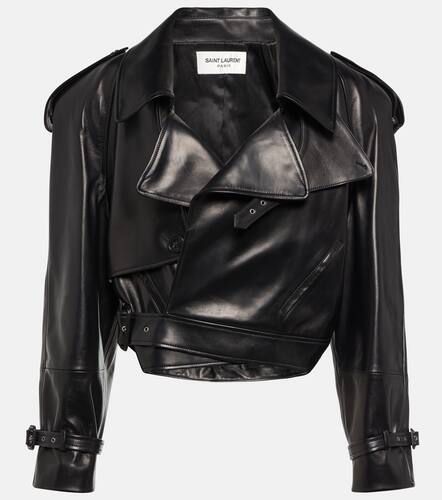 Veste raccourcie en cuir - Saint Laurent - Modalova