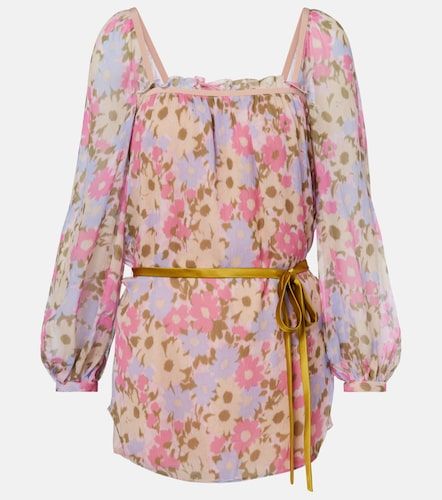 Pantalon droit en soie à fleurs - Valentino Garavani - Modalova