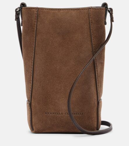 Pochette pour téléphone Duo Mini Monili en daim - Brunello Cucinelli - Modalova
