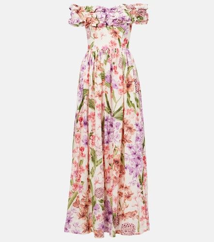 Robe longue Espliego en lin à fleurs - Agua by Agua Bendita - Modalova