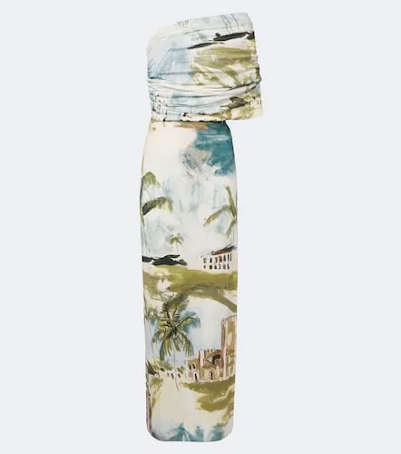 Robe longue asymétrique à imprimé - Oscar de la Renta - Modalova