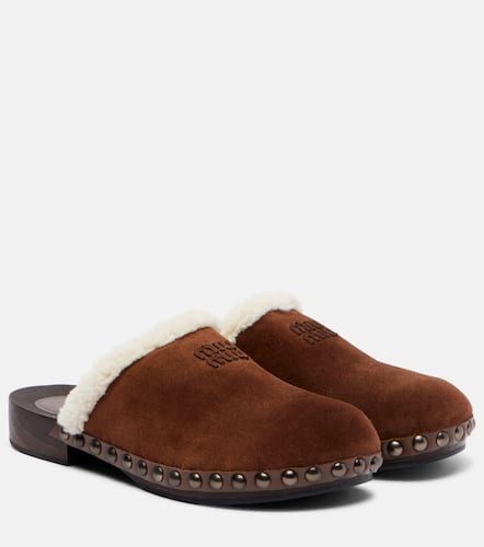 Miu Miu Mules en daim et shearling - Miu Miu - Modalova