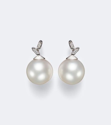 Boucles d’oreilles en or blanc 18 ct, perles et diamants - Suzanne Kalan - Modalova