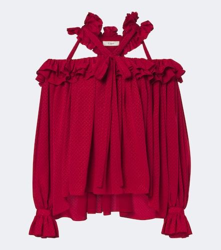 Chloé Top à volants en jacquard de soie - Chloe - Modalova