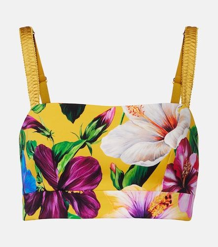 Top court en soie mélangée à fleurs - Dolce&Gabbana - Modalova