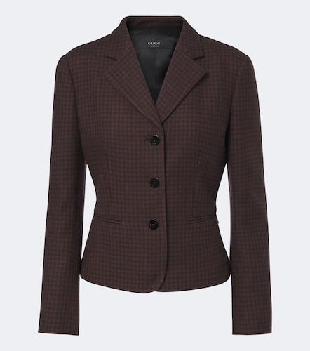 Blazer en laine mélangée à motif pied-de-poule - Gucci - Modalova