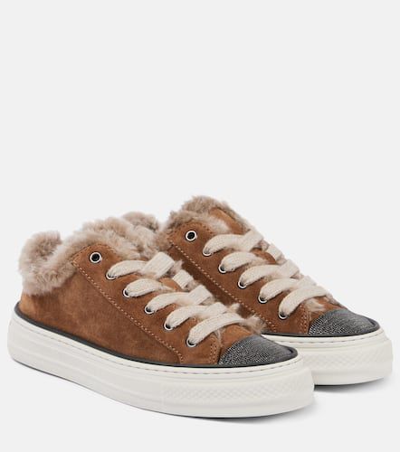 Baskets en daim et shearling à ornements - Brunello Cucinelli - Modalova