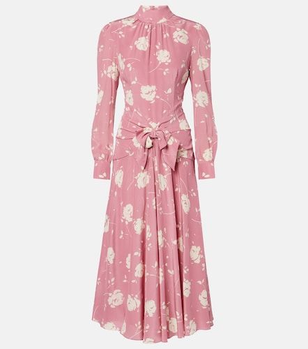Robe midi en soie à fleurs - Alessandra Rich - Modalova