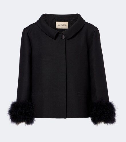 Veste en Crêpe Couture à plumes - Valentino Garavani - Modalova