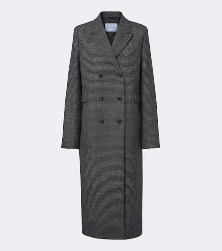Manteau à carreaux en laine vierge - Prada - Modalova