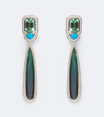 Boucles d'oreilles Quarta en or 18 ct, tourmalines, turquoise et diamants - Marina B - Modalova