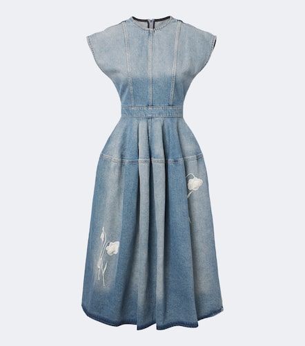 Jupe midi en denim à appliqués floraux - Erdem - Modalova