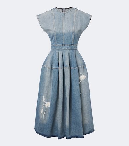 Jupe midi en denim à appliqués floraux - Erdem - Modalova