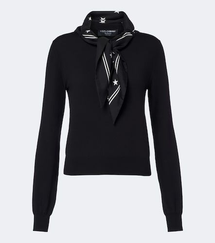 Pull en laine et soie mélangés à foulard - Dolce&Gabbana - Modalova