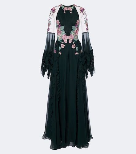 Robe longue en soie à ornements - Costarellos - Modalova