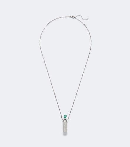 Yvonne Léon Collier Petit Vase Berlingot et Bouchon en or blanc 9 ct, émeraudes et diamants noirs - Yvonne Leon - Modalova