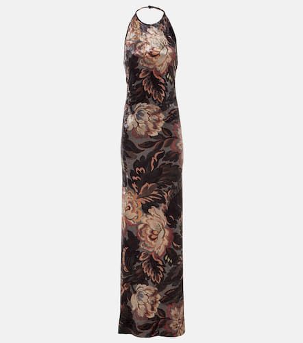 Robe longue en velours à fleurs - Etro - Modalova