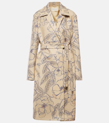 Trench-coat en laine mélangée à imprimé floral - Dries Van Noten - Modalova