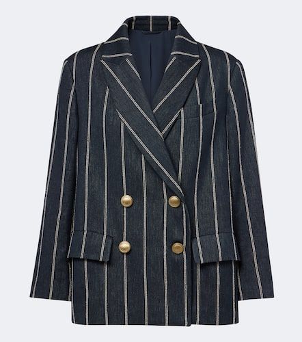 Blazer en coton et lin à rayures - Brunello Cucinelli - Modalova
