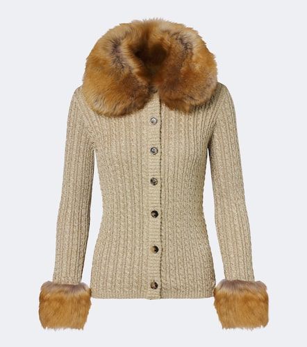 Cardigan à finitions en shearling - Saint Laurent - Modalova