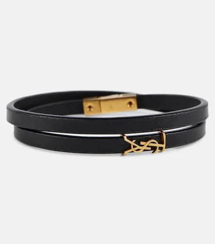 Bracelet YSL en cuir à logo - Saint Laurent - Modalova