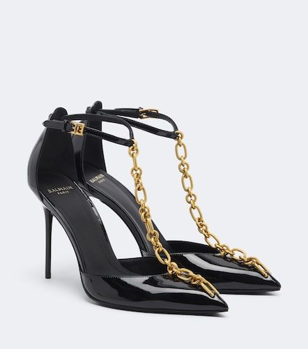 Escarpins en cuir verni à chaîne - Balmain - Modalova