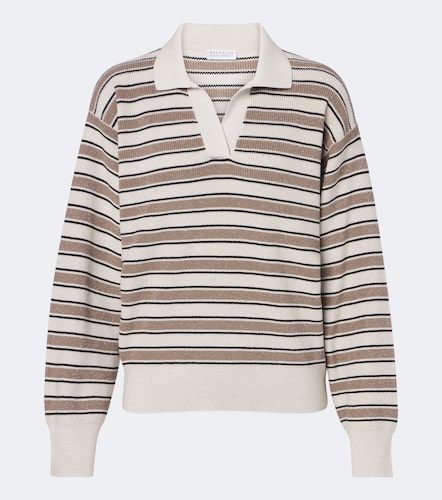 Polo en coton mélangé à rayures - Brunello Cucinelli - Modalova