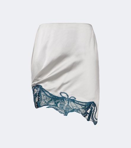 Mini-jupe en satin à broderies - Jacques Wei - Modalova