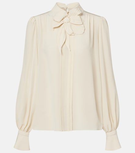 Blouse en soie à appliqué floral - Valentino Garavani - Modalova