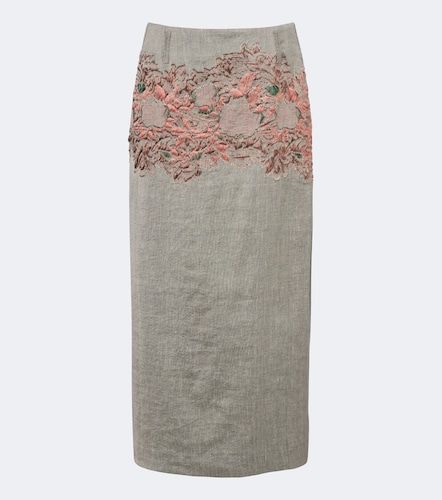 Jupe midi en lin et coton mélangés - Dries Van Noten - Modalova